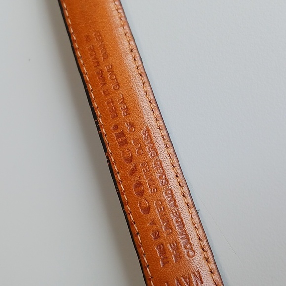 Coach Black and Tan Leather Belt with Gold Buckle - Picture 4 of 12